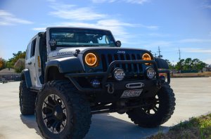 Jeep Wrangler Headlight Halo Kit - ORACLE Lighting - Surface Mount LED - Amber - `07-`17